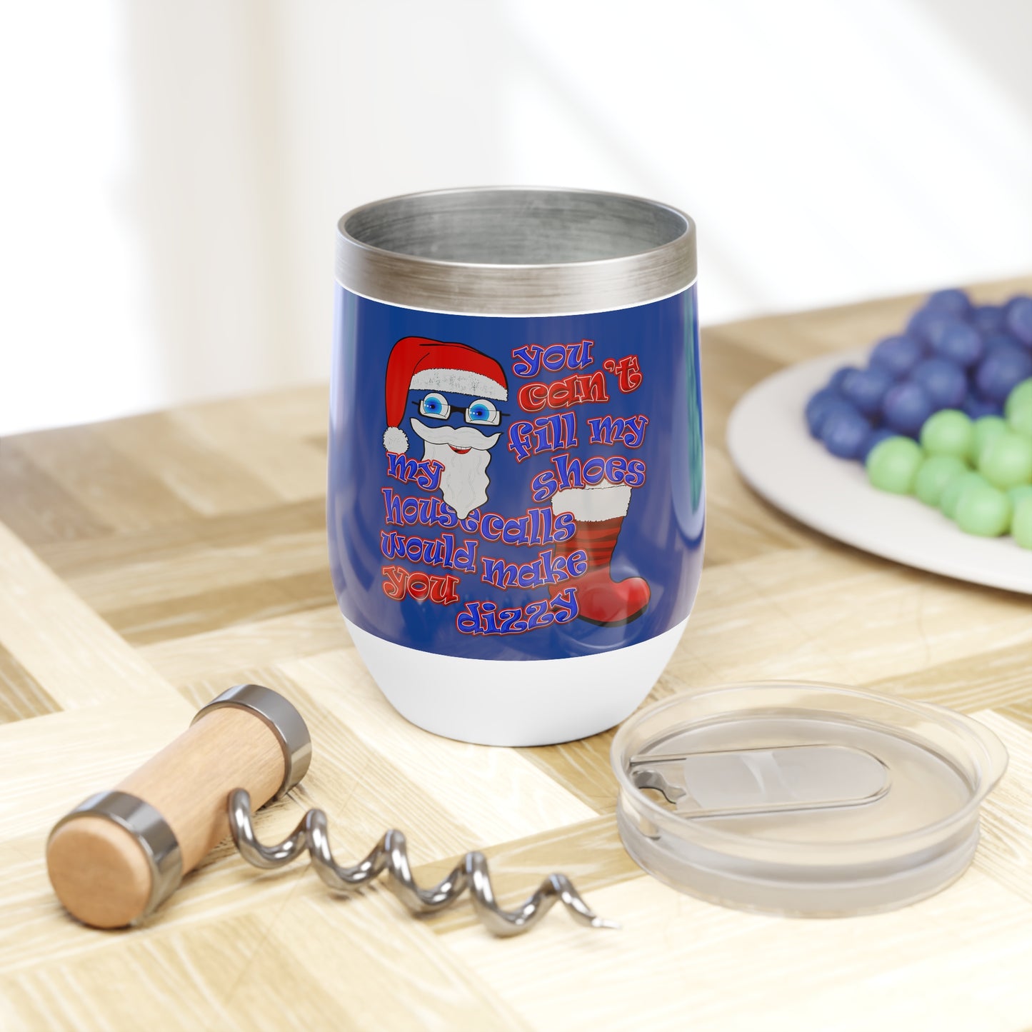 santa's shoes - Chill Wine Tumbler (dark blue)