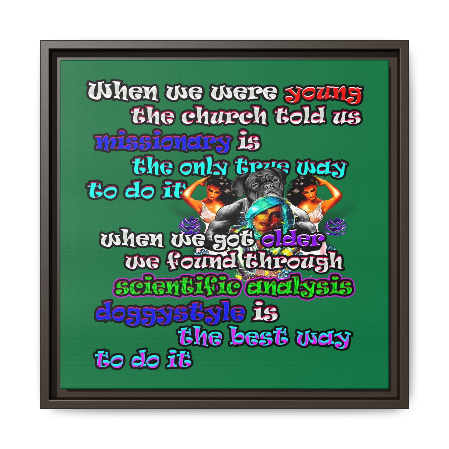 doggystyle - framed canvas art (dark green)