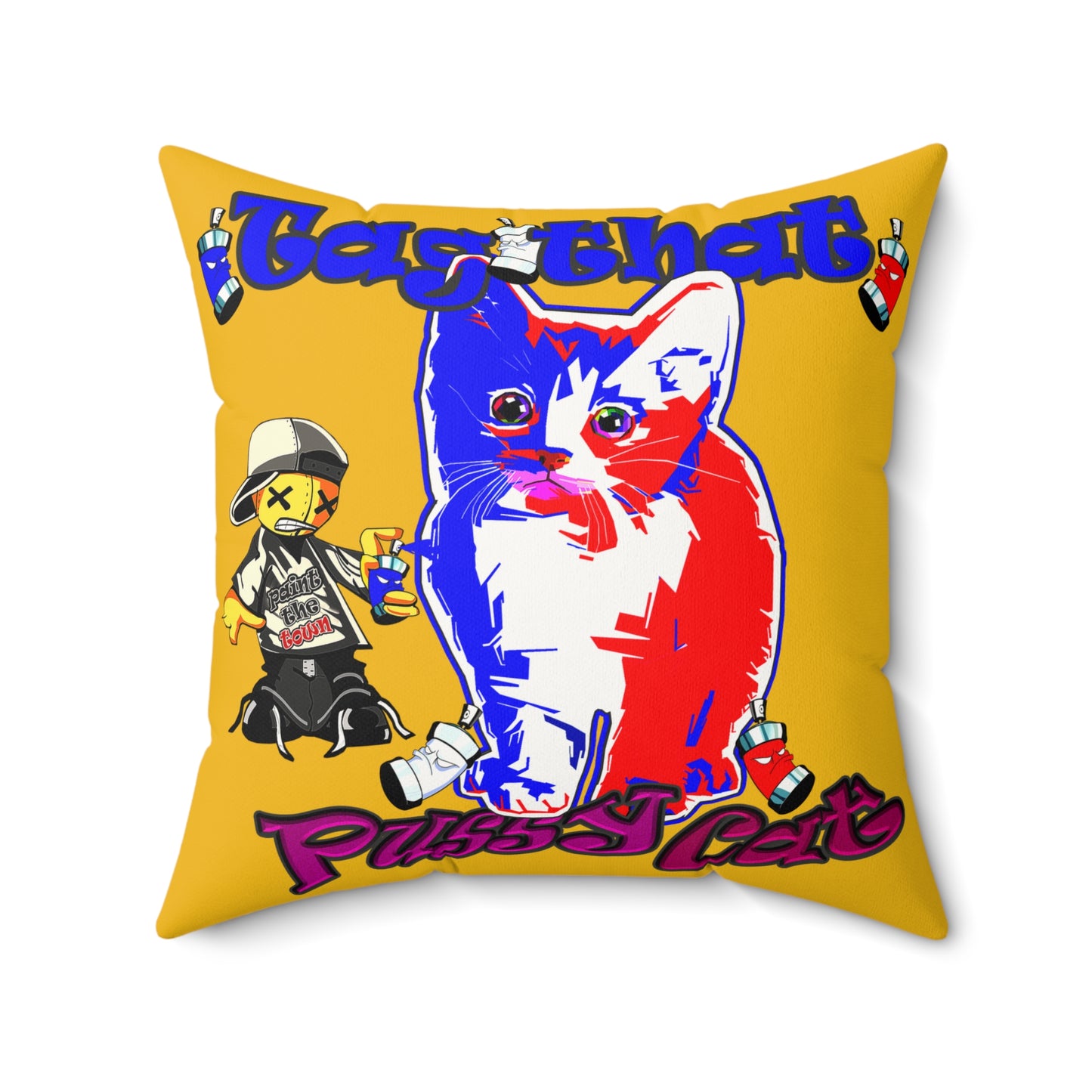 tag that - Faux Suede Square Pillow - (yellow)