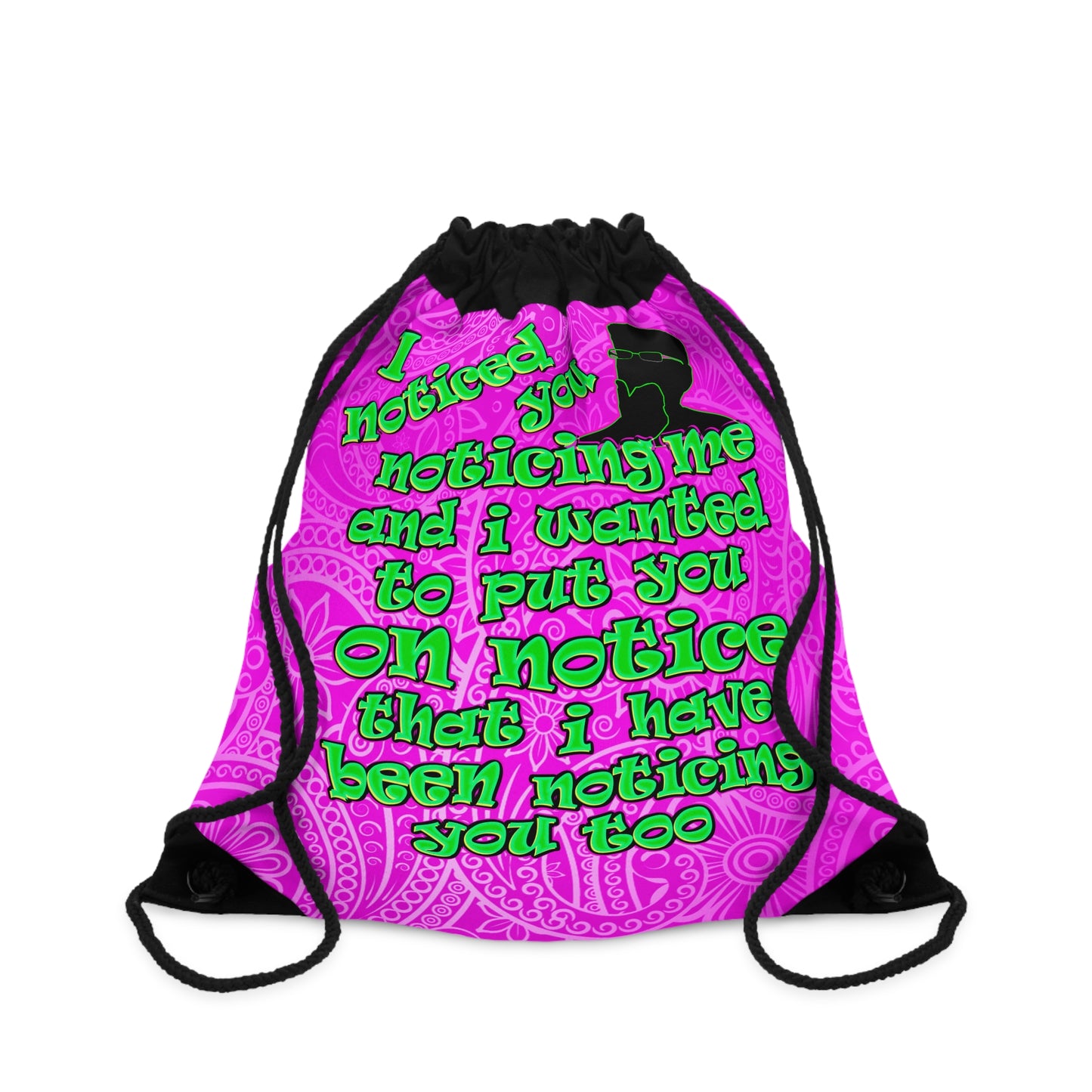 noticed you noticing - Drawstring Bag (pink swirl)