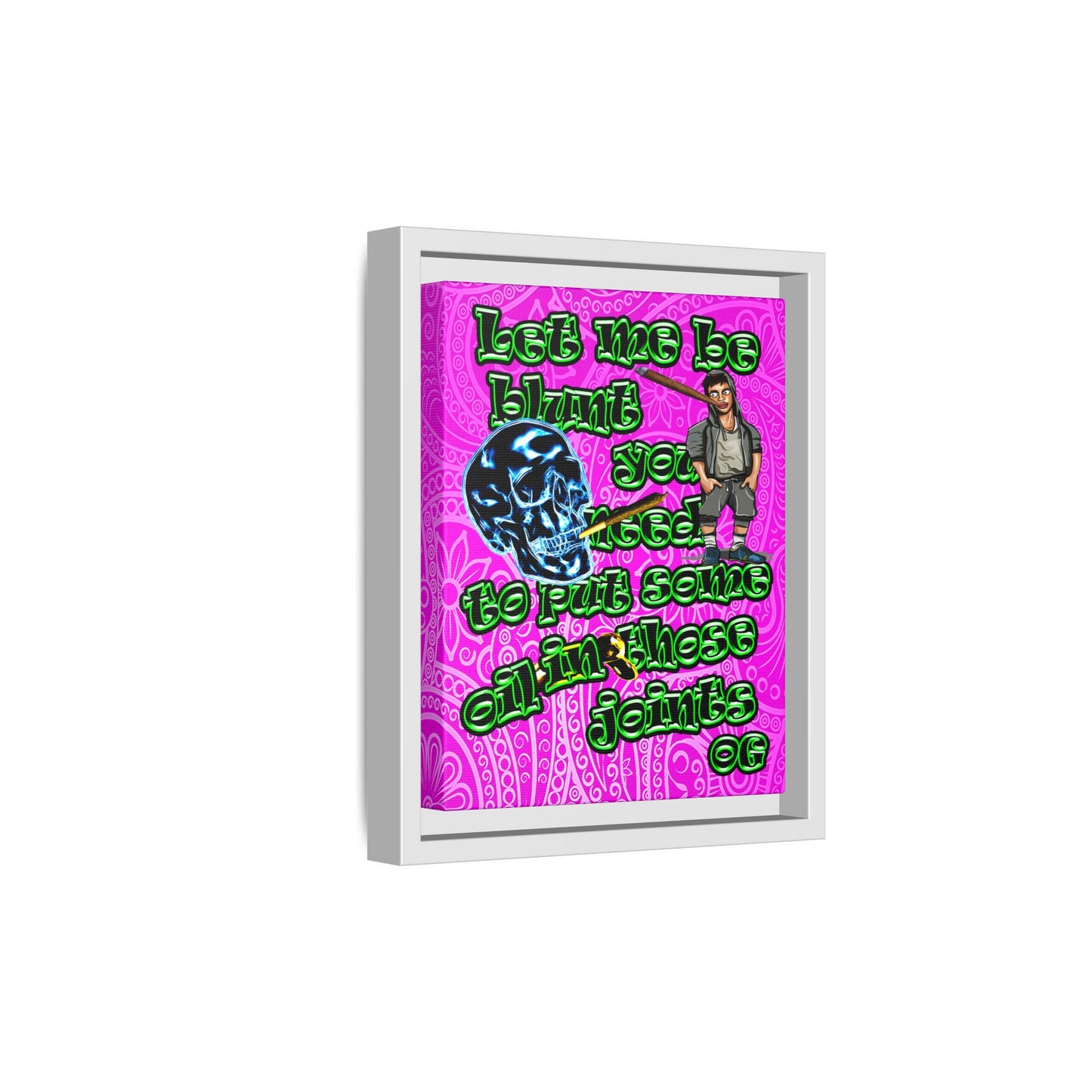 og - framed canvas art (pink swirl)