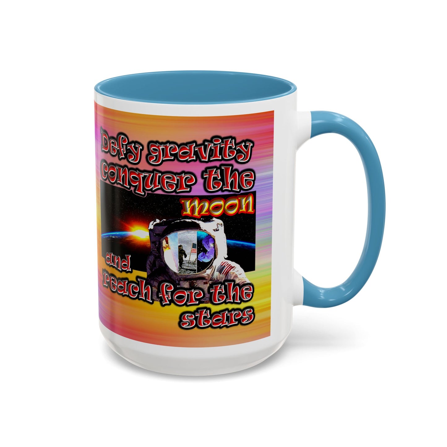 defy conquer reach - Accent Mug (color blur)