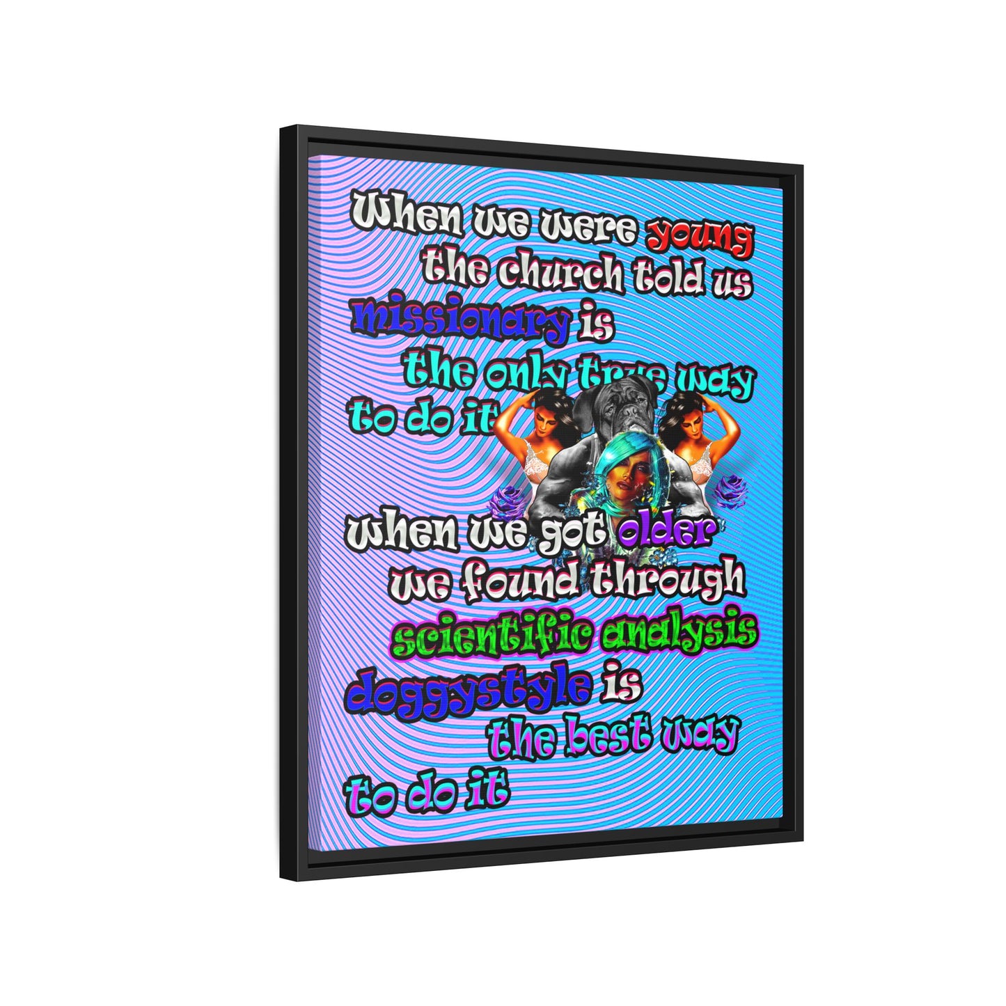 doggystyle - framed canvas art (light blue-purple wave)