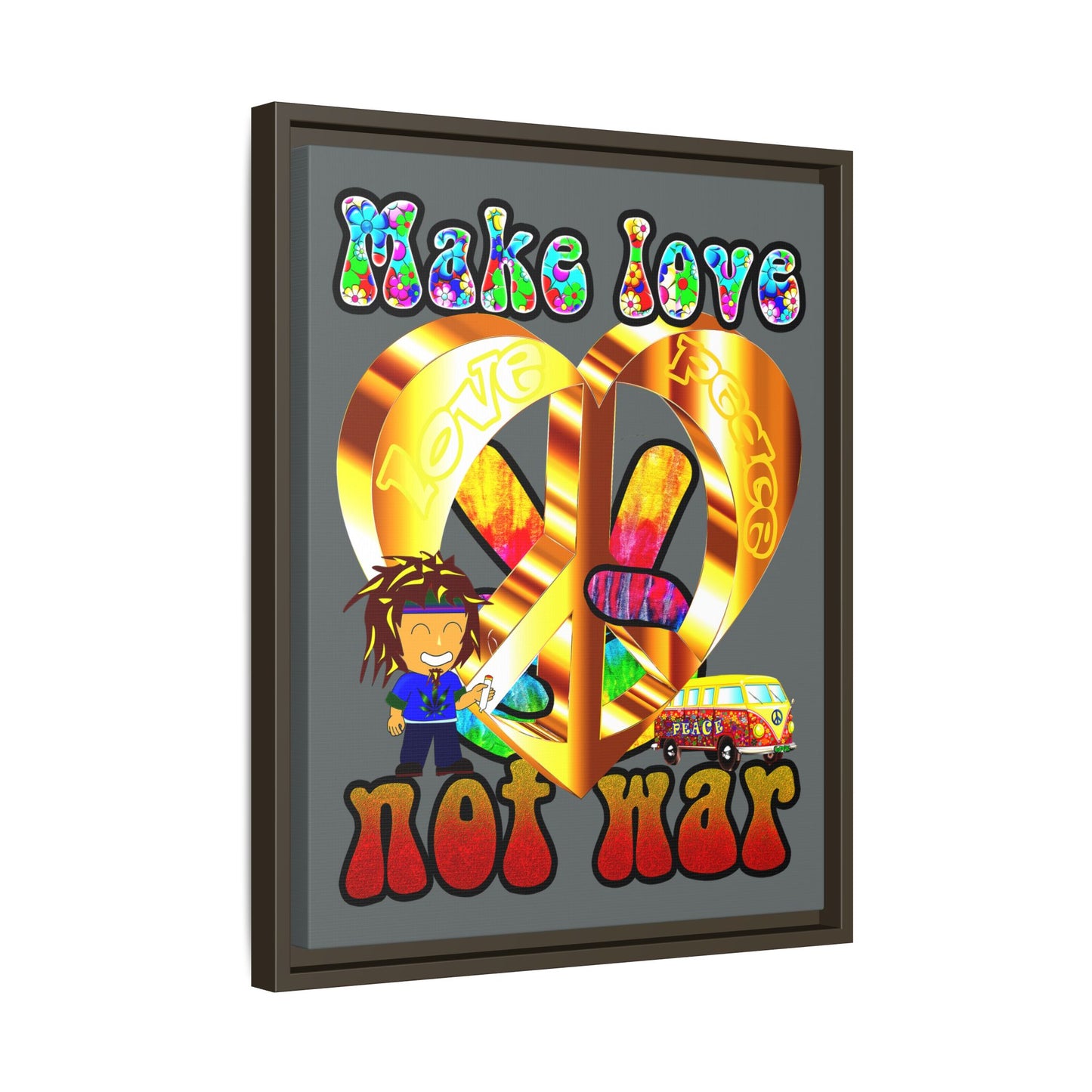 love peace - framed canvas art (dark grey)