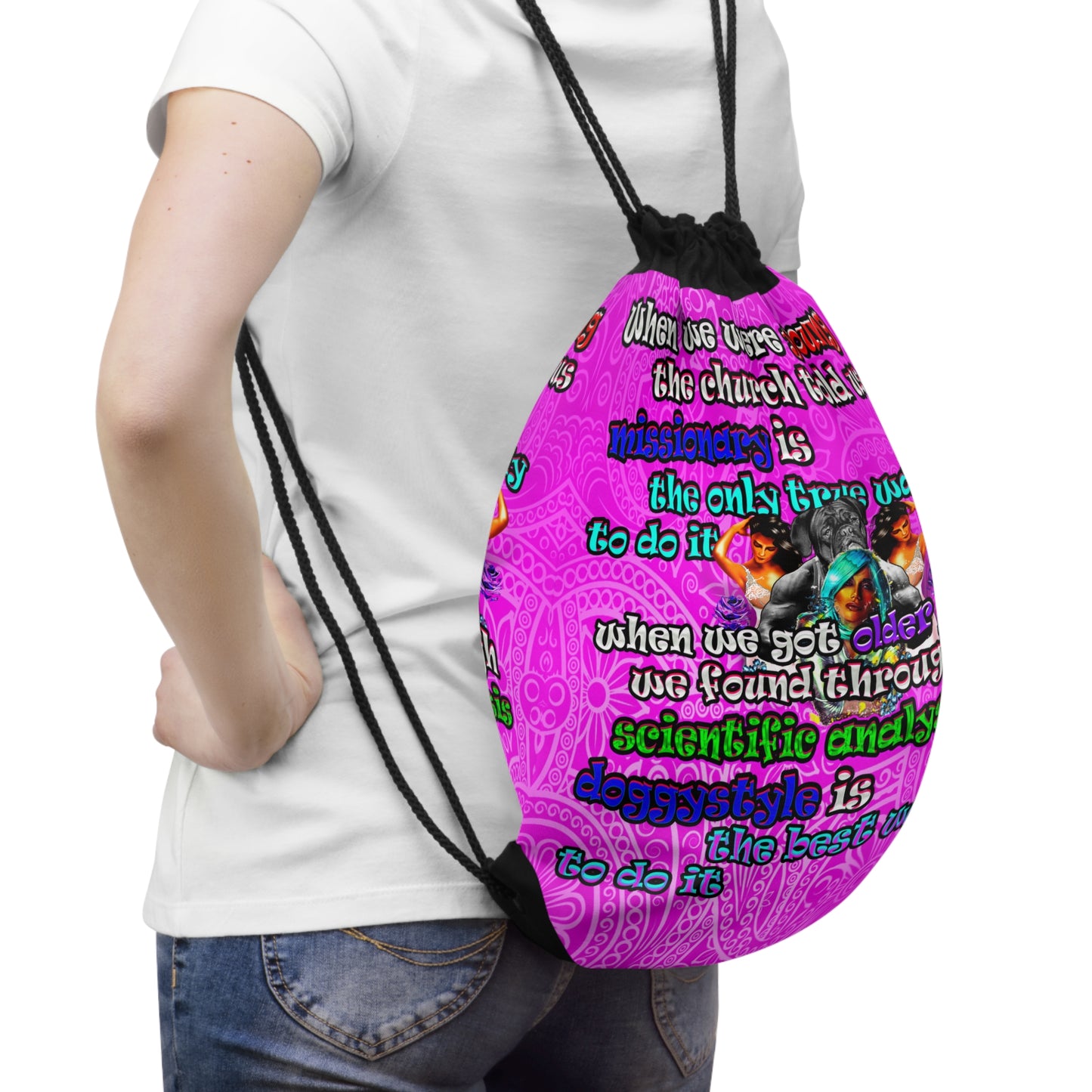 doggystyle - Drawstring Bag (pink swirl)
