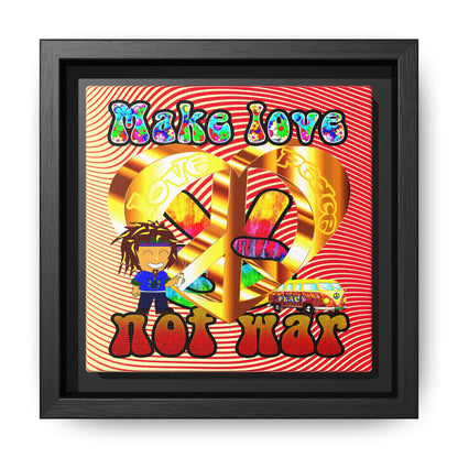 love peace - framed canvas art (yellow-orange wave)