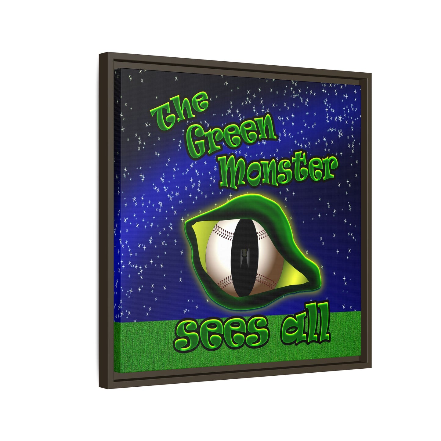 green monster - framed canvas art ('snoops' background)