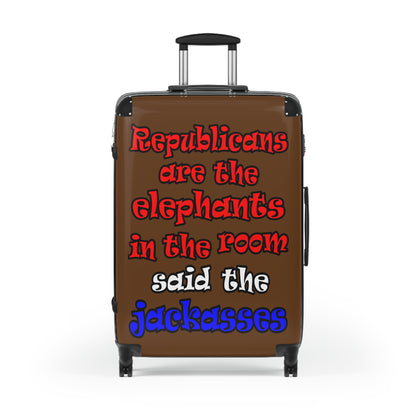 donkeys and elephants - Suitcase (brown)