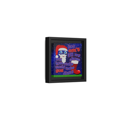 santa's shoes - framed canvas art ('snoops' background)