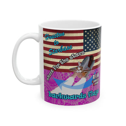 shoot for the stars - White Mug (pink swirl)
