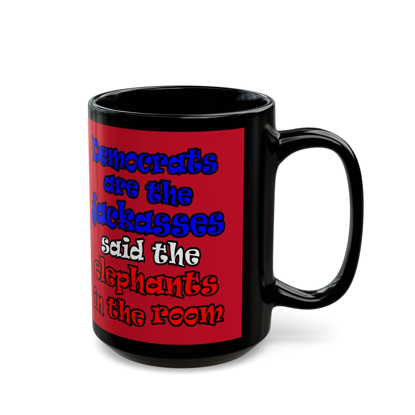 donkeys and elephants - Black Mug (dark red)