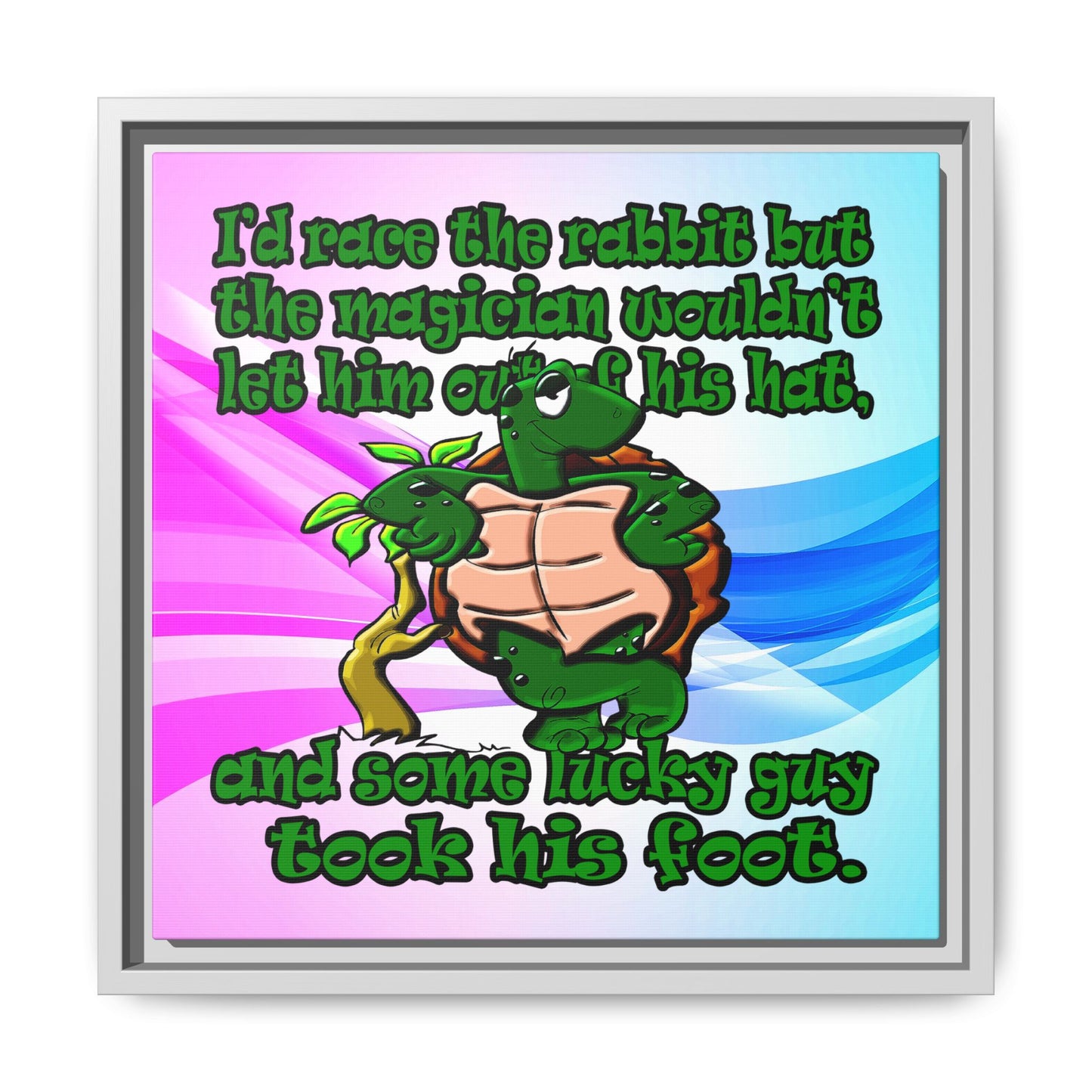 turtle race - framed canvas art (light blue-pink wave)