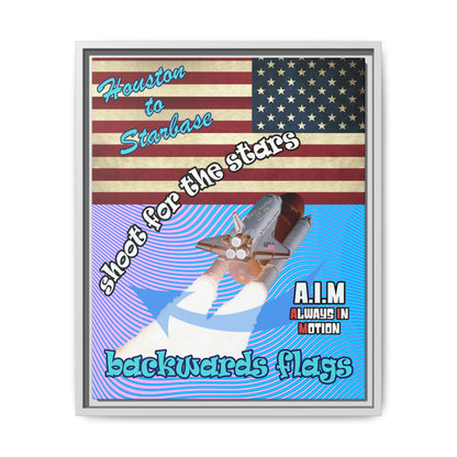 shoot for the stars - framed canvas art (light blue-purple wave)