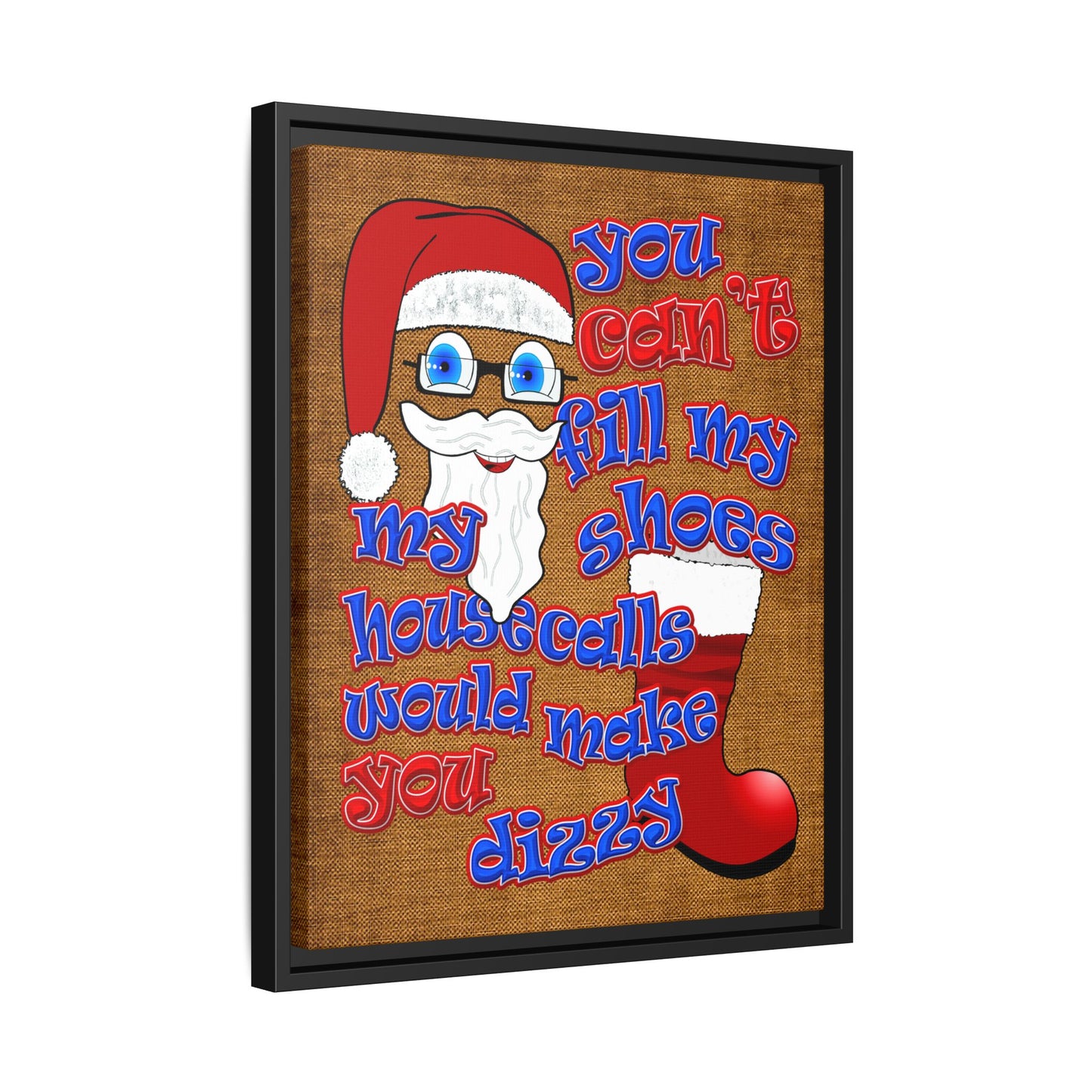 santa's shoes - framed canvas art (brown papyrus)
