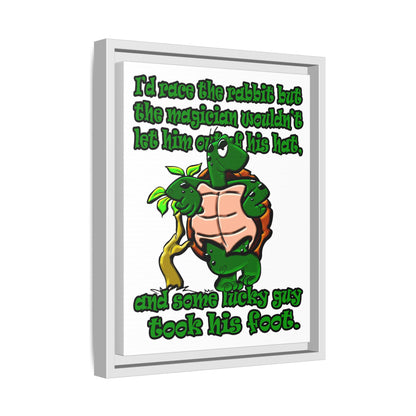 turtle race - framed canvas art (white)