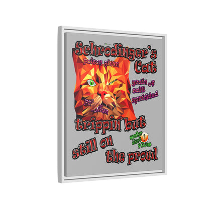 schrodinger's cat - framed canvas art (light grey)