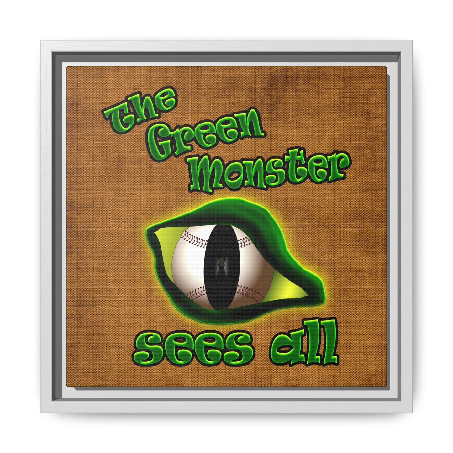 green monster - framed canvas art (brown papyrus)