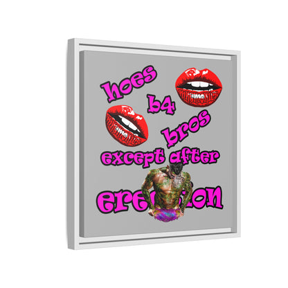 hoes b4 bros - framed canvas art (light grey)