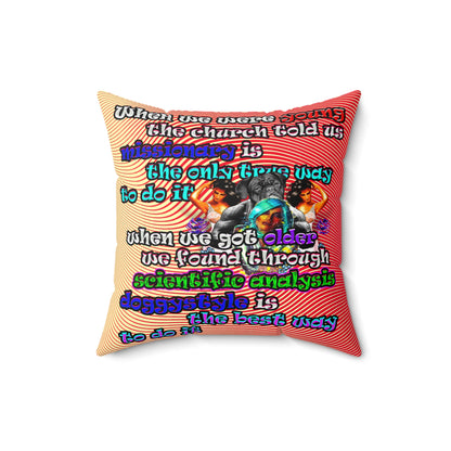 doggystyle - Spun Polyester Square Pillow - (yellow-orange wave)