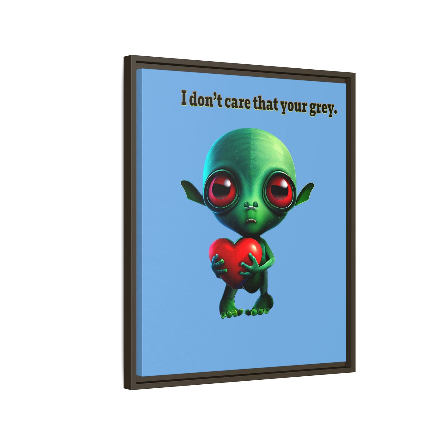 I don't care that your grey - framed canvas art (light blue)