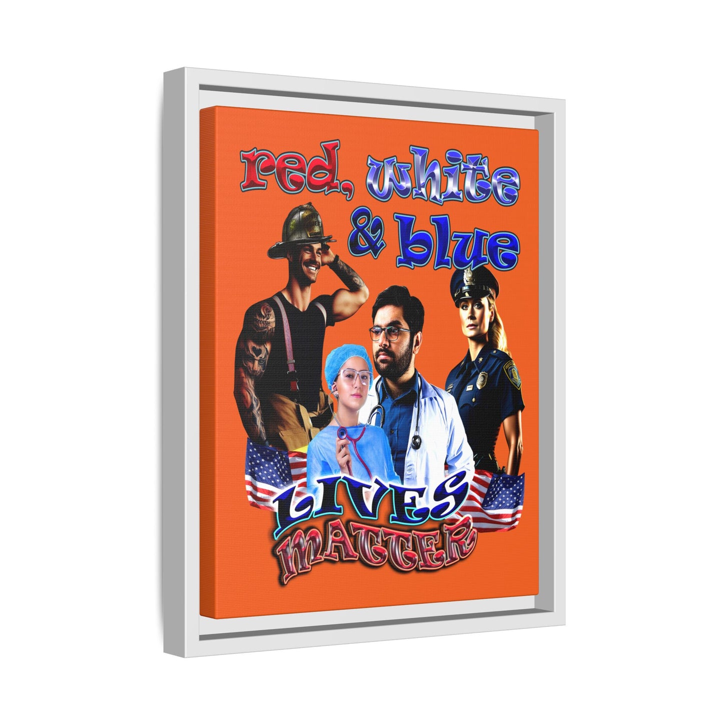 rw&b lives matter - framed canvas art (orange)