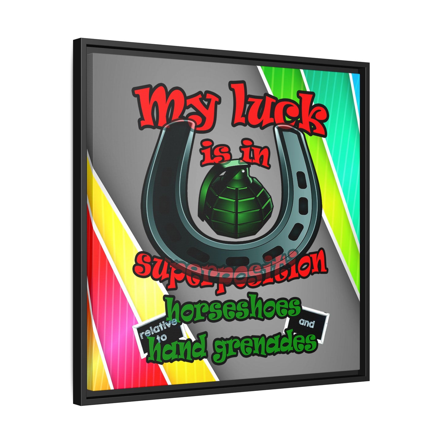 my luck - framed canvas art (rainbow split)
