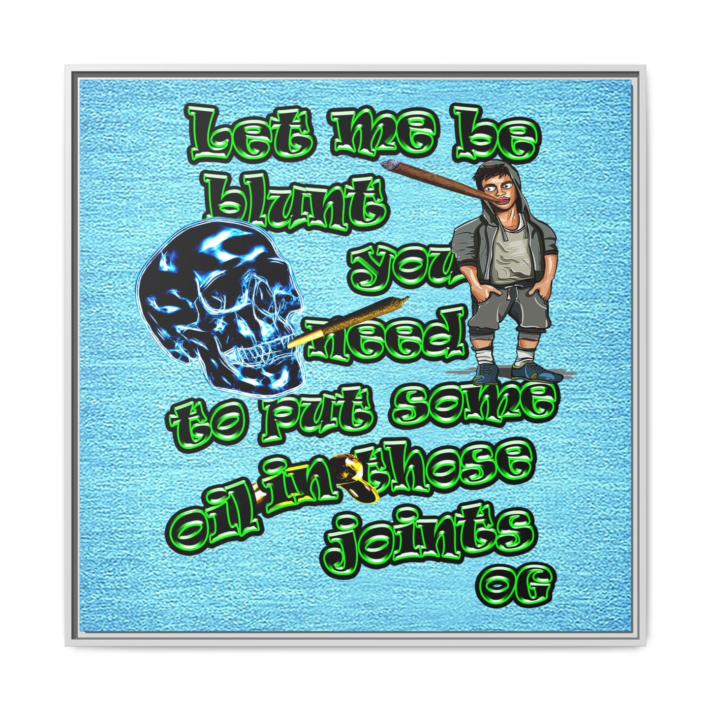 og - framed canvas art (faded blue)