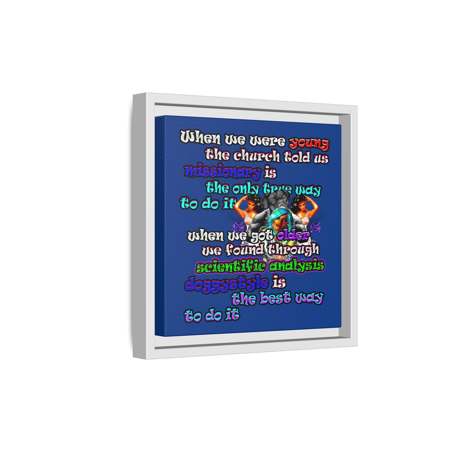 doggystyle - framed canvas art (dark blue)