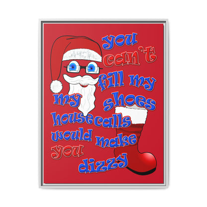 santa's shoes - framed canvas art (dark red)