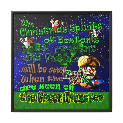 christmas spirits of boston - framed canvas art ('snoops' background)