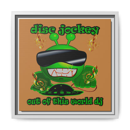 disc jockey - framed canvas art (light brown)