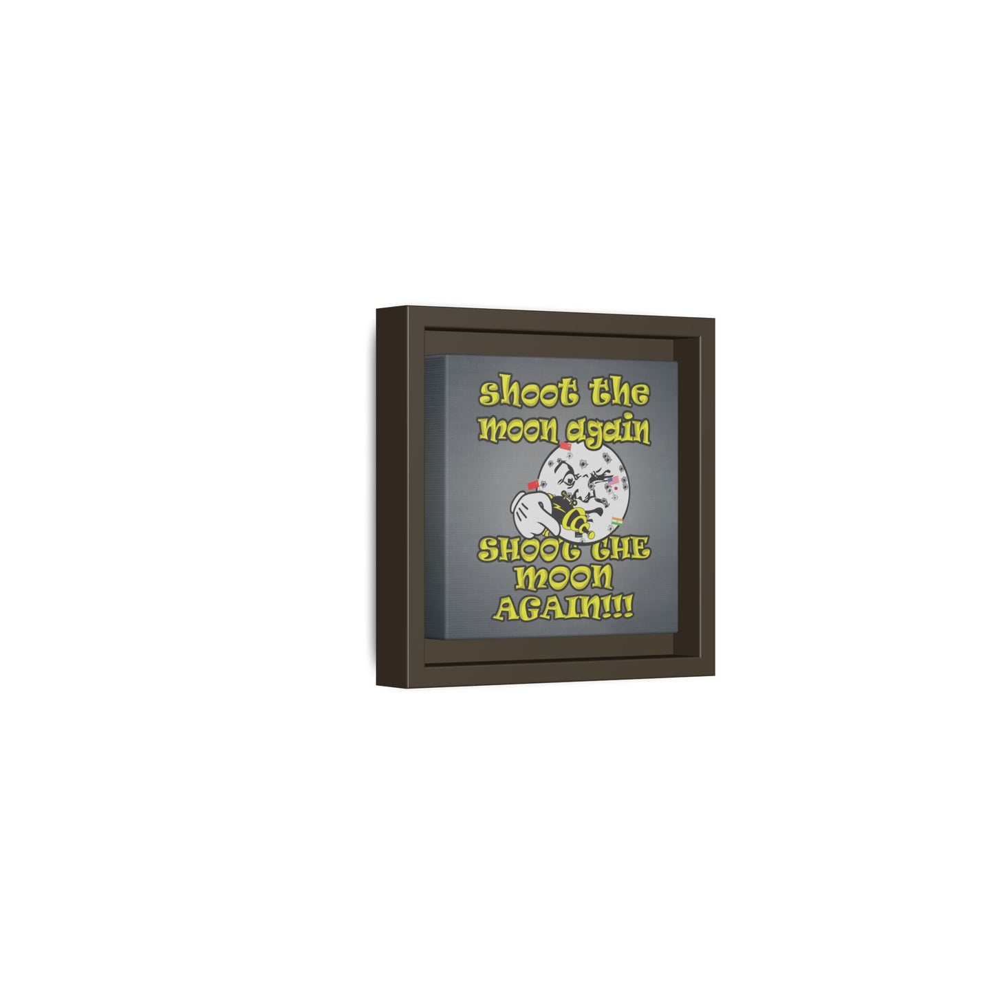 shoot the moon again - framed canvas art (grey-light grey)
