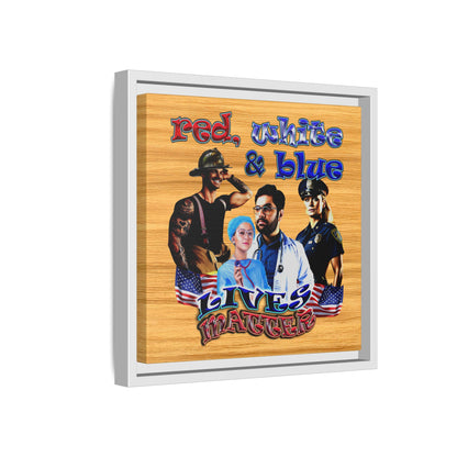 rw&b lives matter - framed canvas art (butterscotch wood finish)
