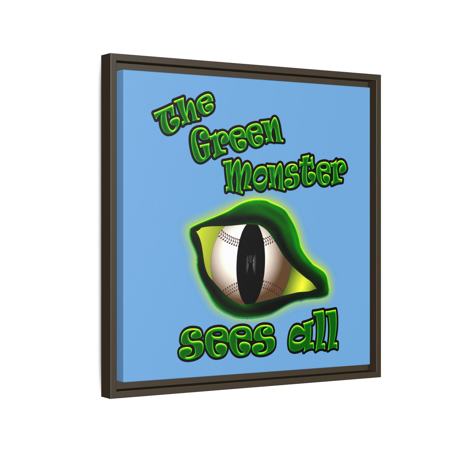 green monster - framed canvas art (light blue)