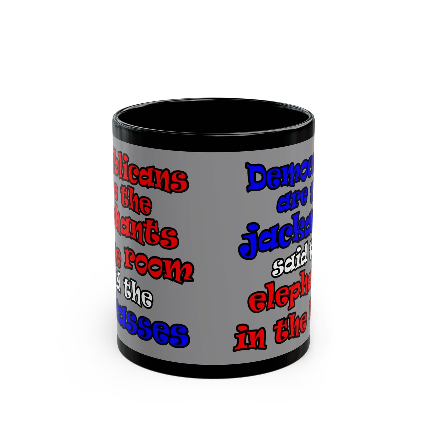 donkeys and elephants - Black Mug (grey)