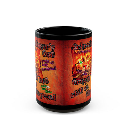 schrodinger's cat - Black Mug (burnt orange)
