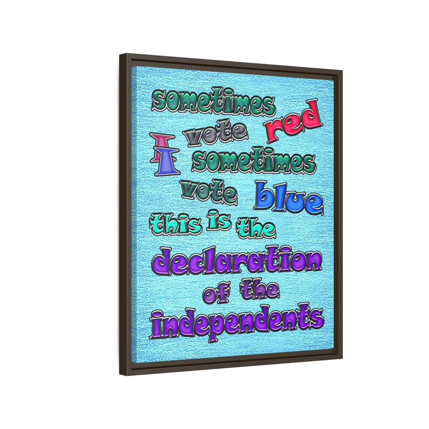declaration of the independents - framed canvas art (faded blue)