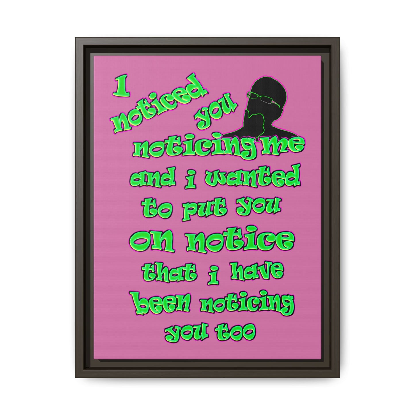 noticed you noticing - framed canvas art (light pink)
