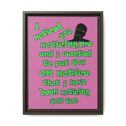 noticed you noticing - framed canvas art (light pink)