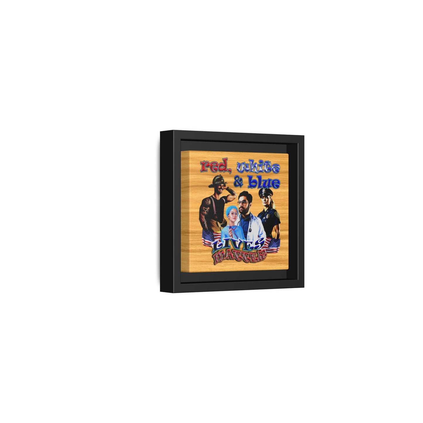 rw&b lives matter - framed canvas art (butterscotch wood finish)