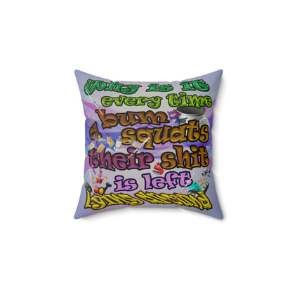the bum's shit - Faux Suede Square Pillow - (light blue-pink wave)