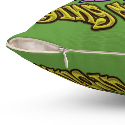 the bum's shit - Spun Polyester Square Pillow - (green)
