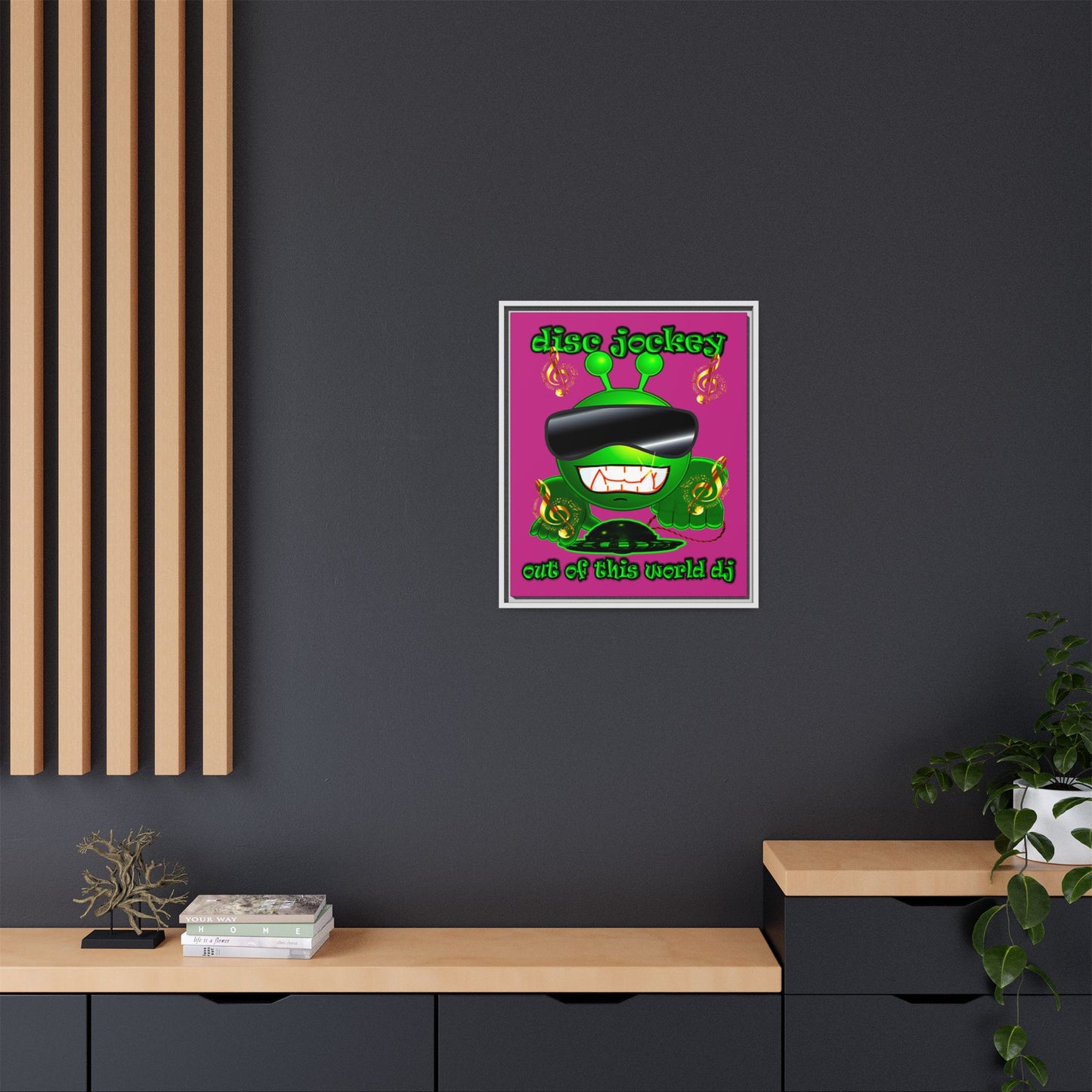 disc jockey - framed canvas art (pink)