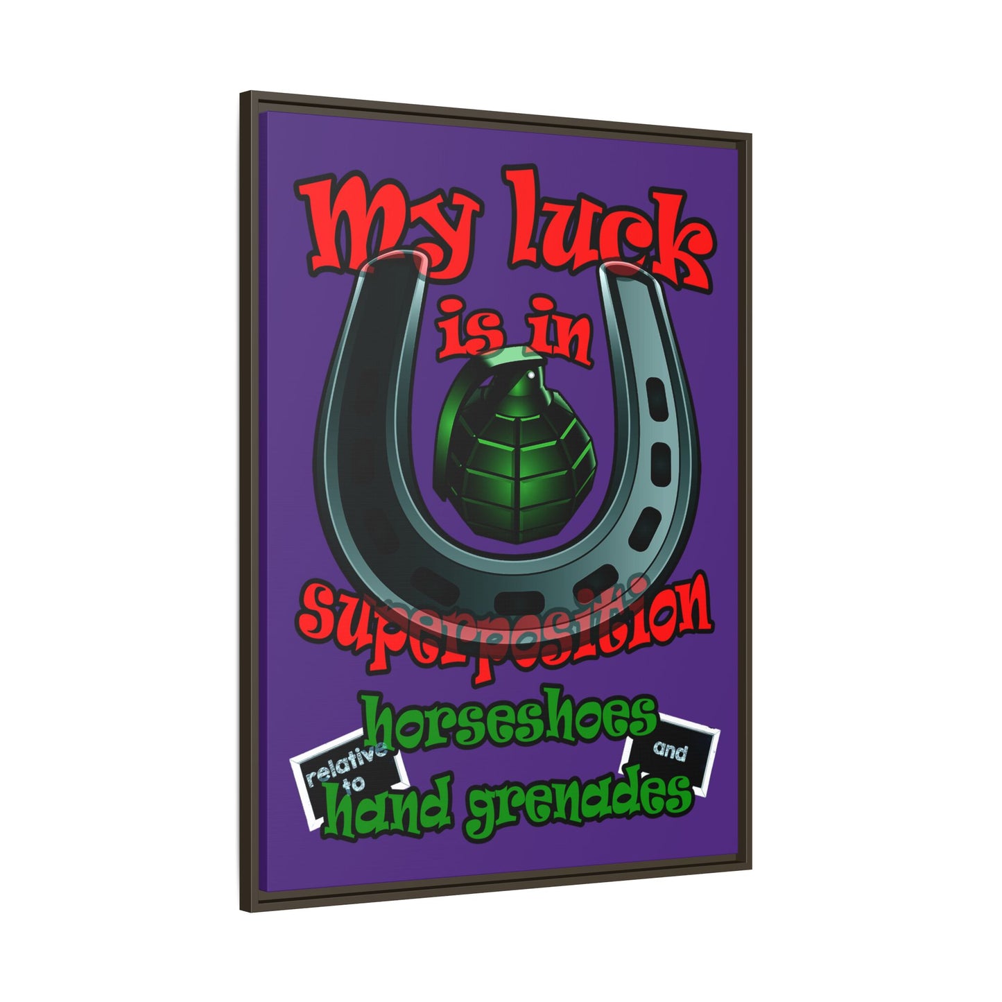 my luck - framed canvas art (purple)