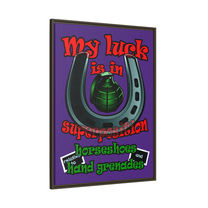 my luck - framed canvas art (purple)