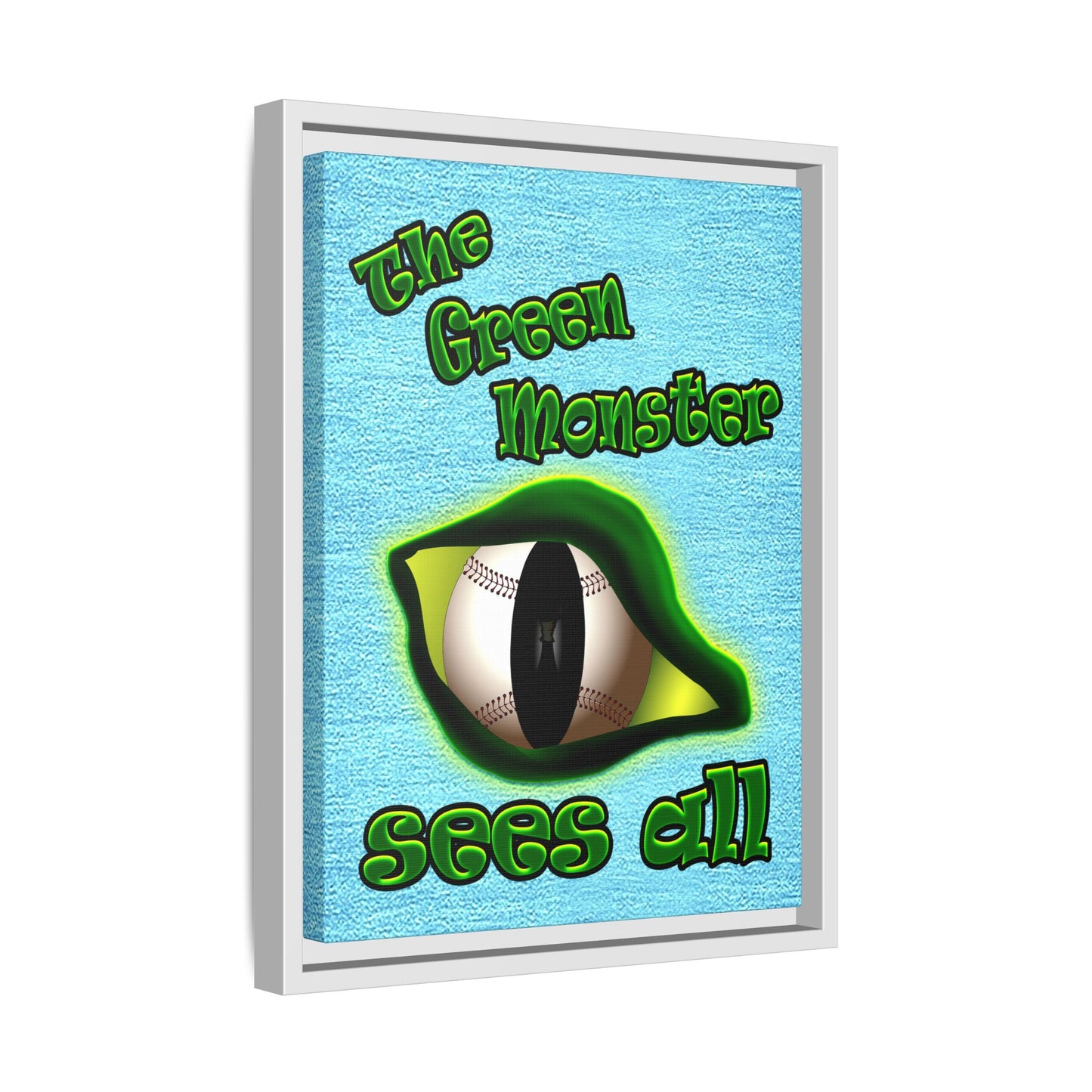 green monster - framed canvas art (faded blue)