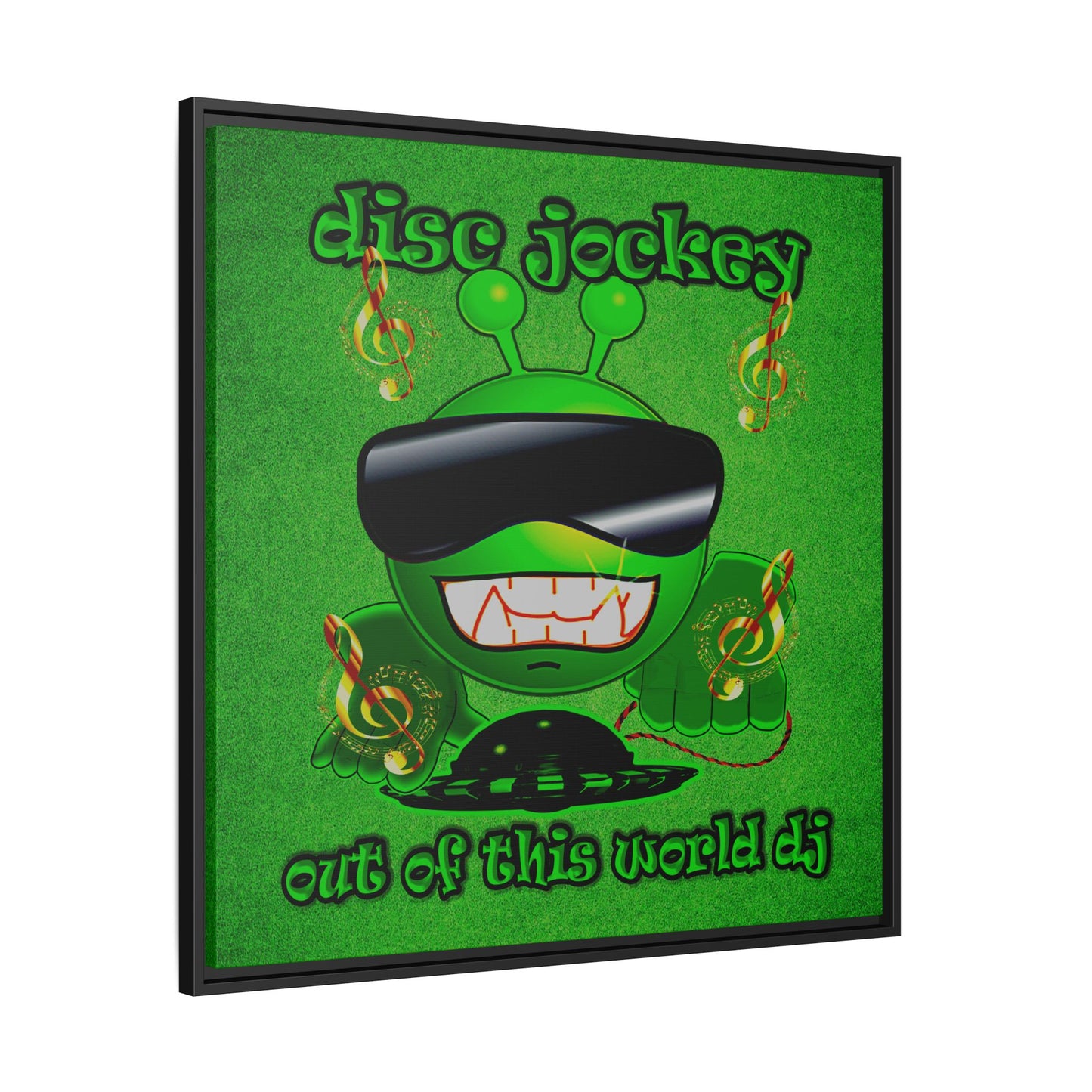 disc jockey - framed canvas art (green turf)