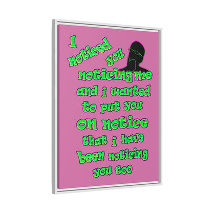 noticed you noticing - framed canvas art (light pink)
