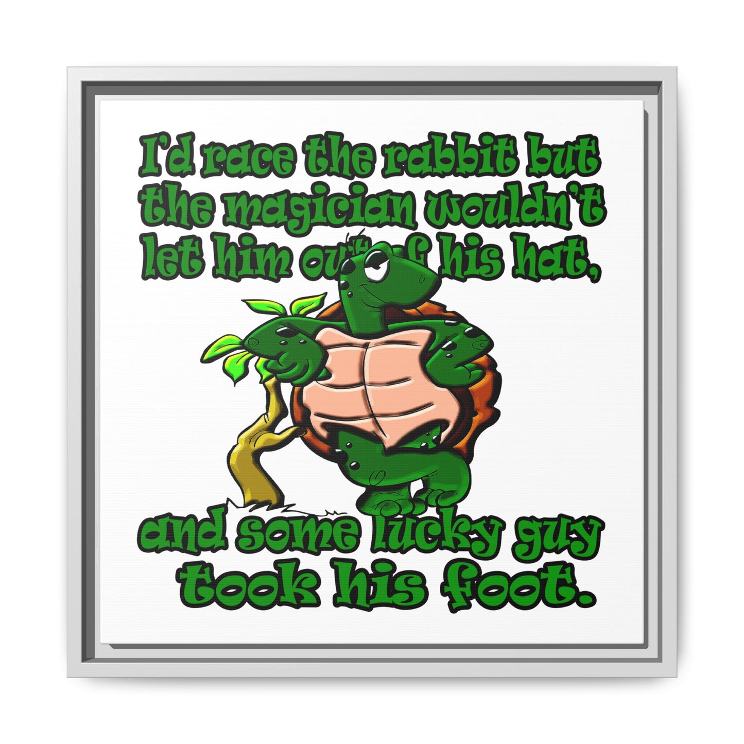 turtle race - framed canvas art (white)