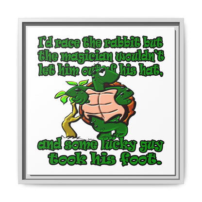 turtle race - framed canvas art (white)